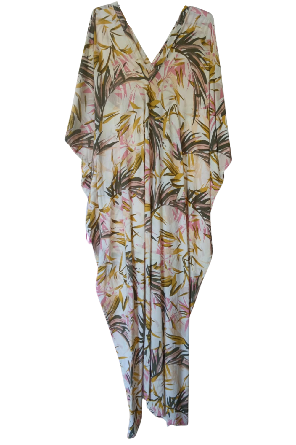 Green and Cream Printed Kaftan