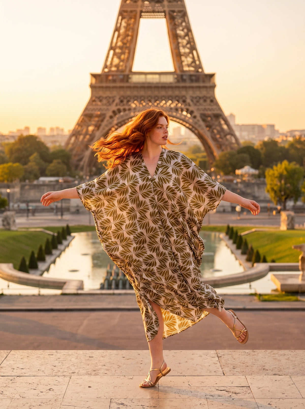 Brown Printed Kaftan