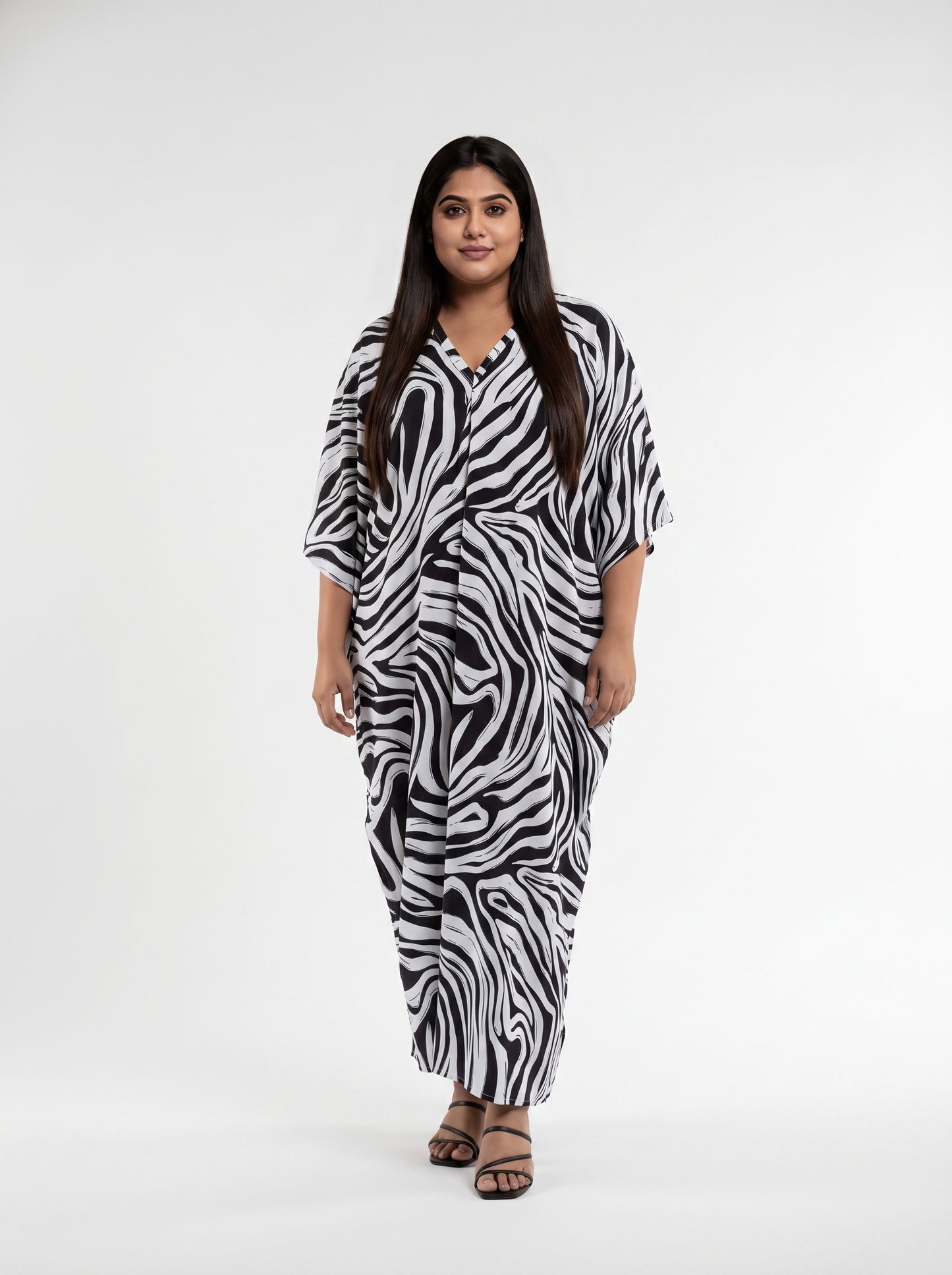 White & Black Printed Kaftan