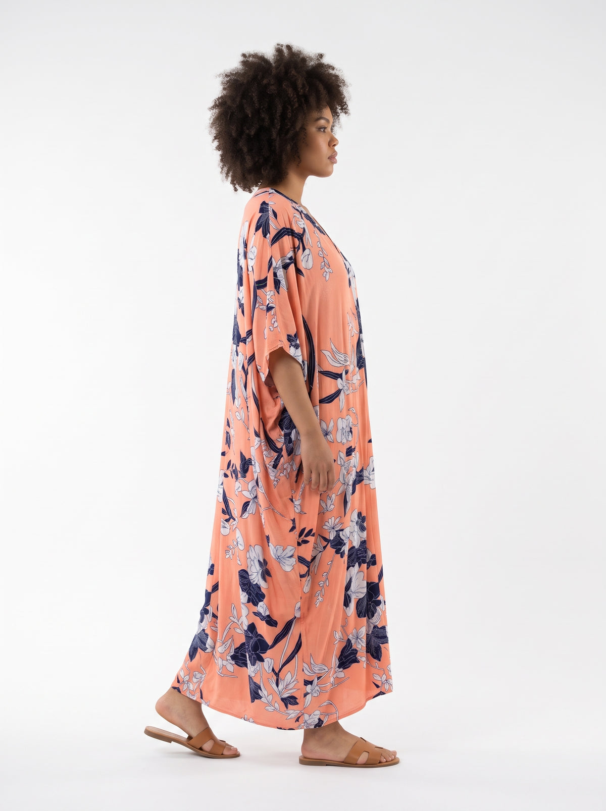 Salmon Pink Printed Kaftan