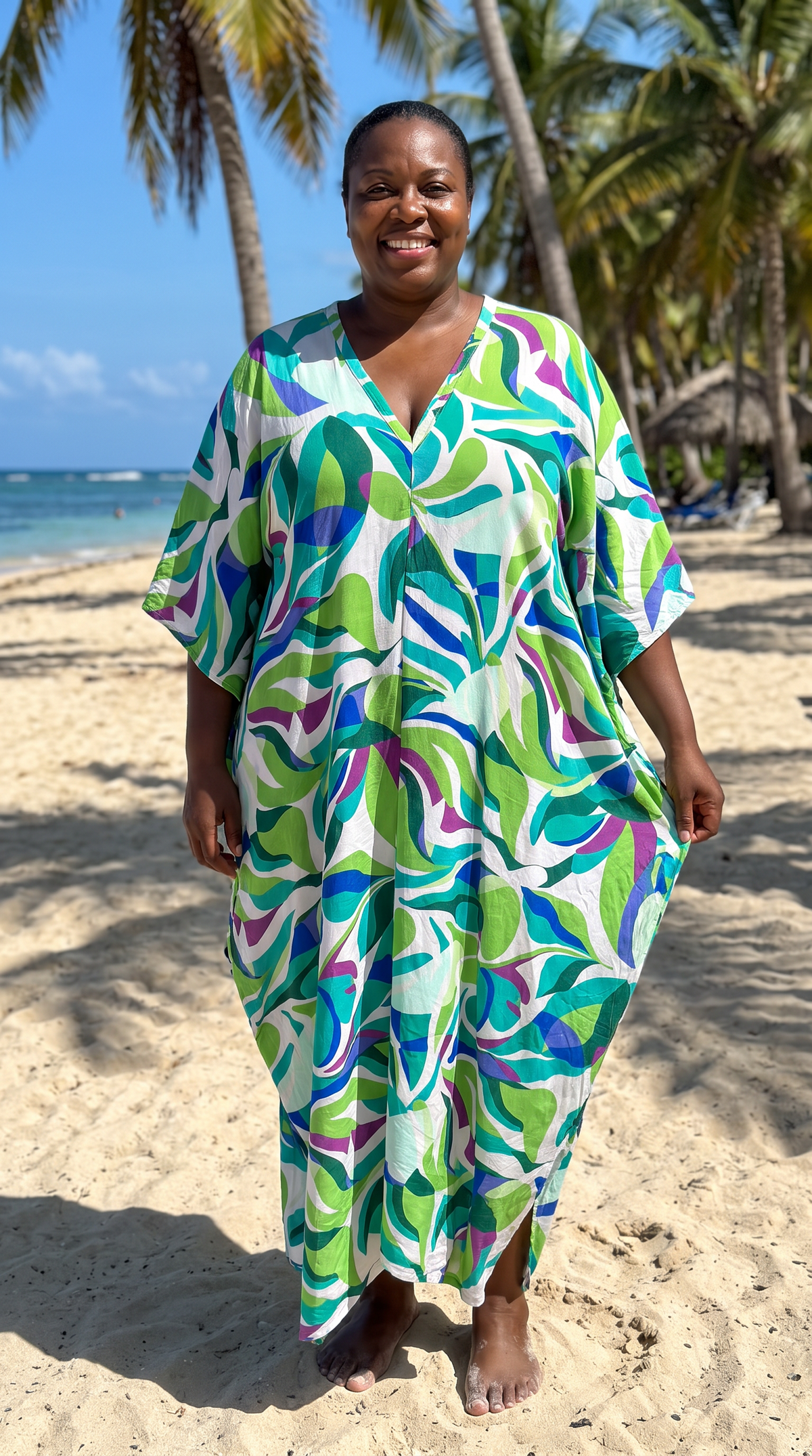 Green Printed Kaftan