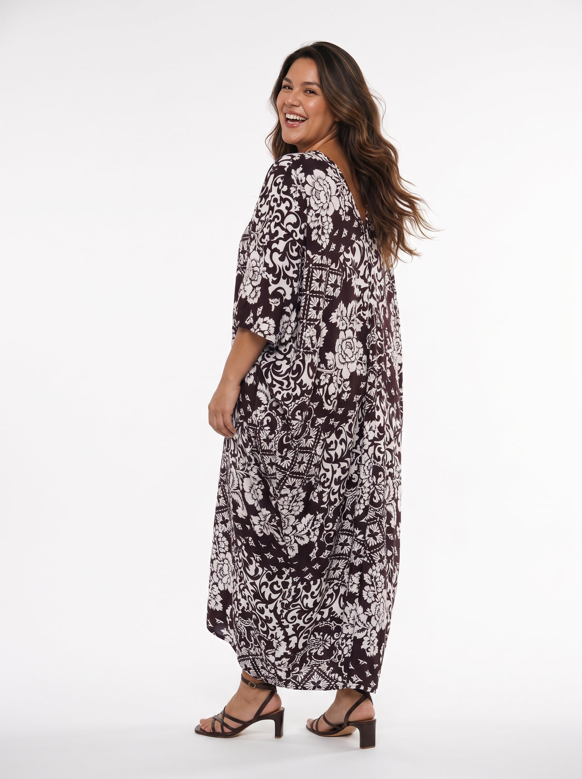 Coffee Brown Printed Kaftan