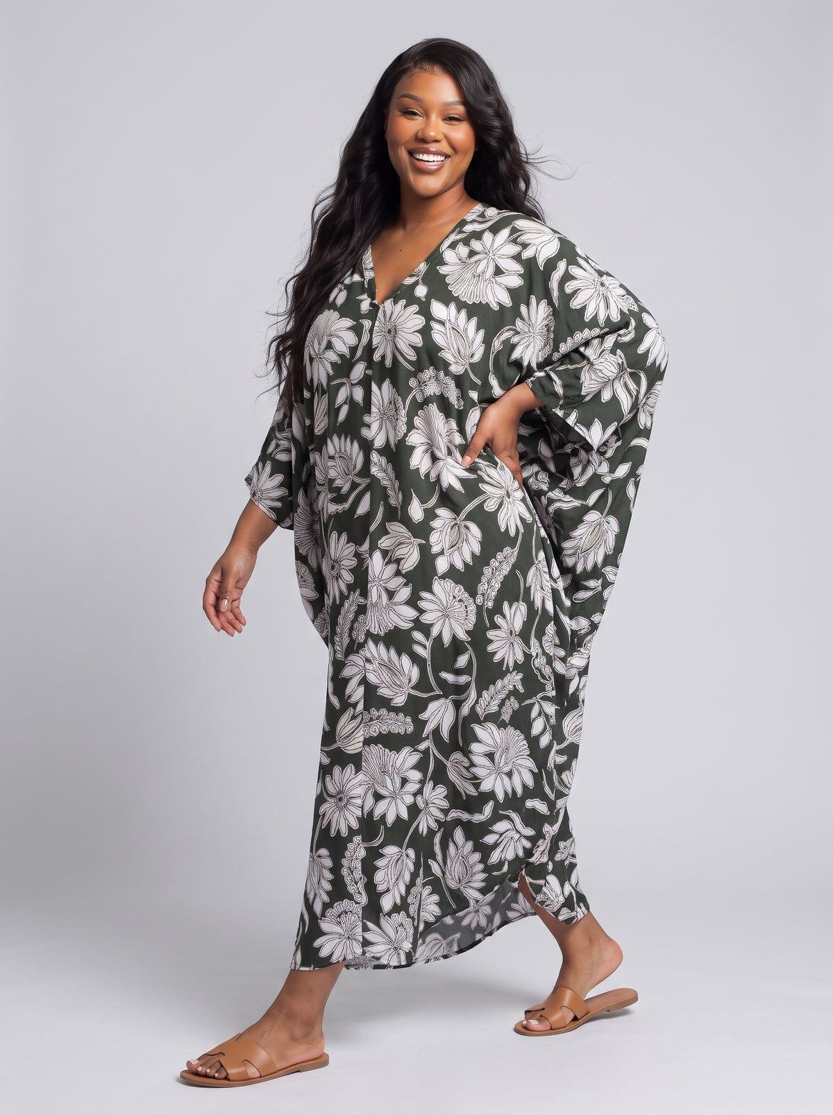Forest Green Printed Kaftan