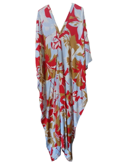 Red & Tan Printed Kaftan