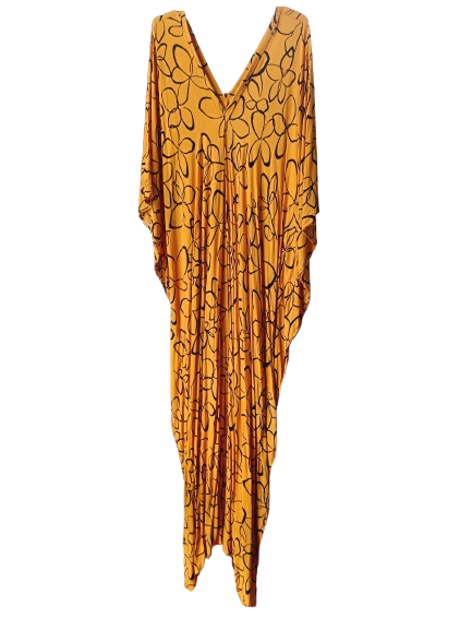 Black & Mustard Printed Kaftan