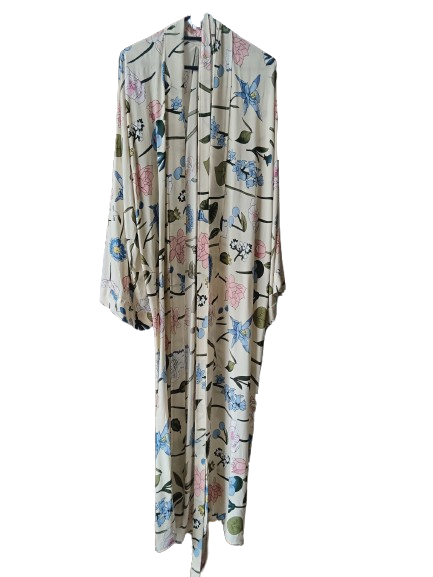 Pale Yellow Printed Kimono
