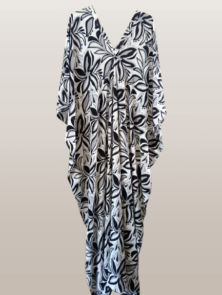 Black and Grey Printed Kaftan