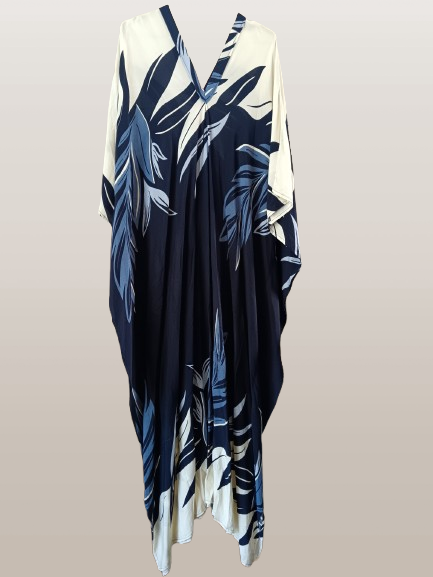 Blue and Cream Printed Kaftan