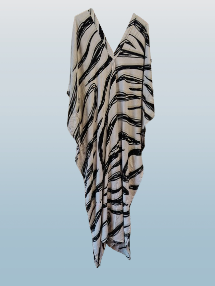 Black and Cream Printed Kaftan