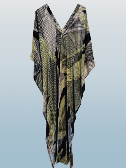 Black and Lime Printed Kaftan
