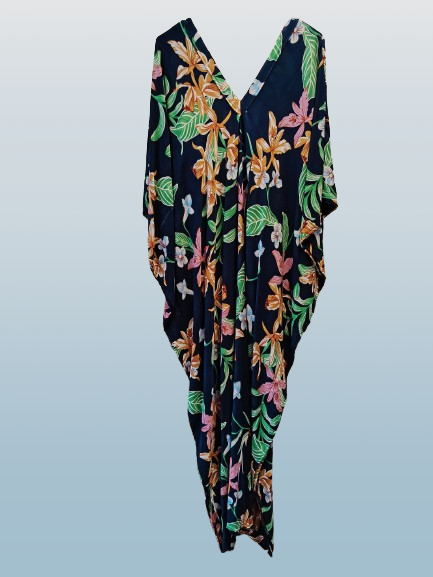 Floral & Navy Printed Kaftan