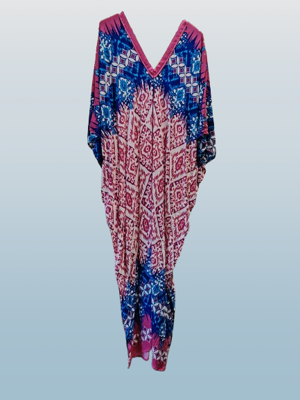 Pink and Blue Printed Kaftan