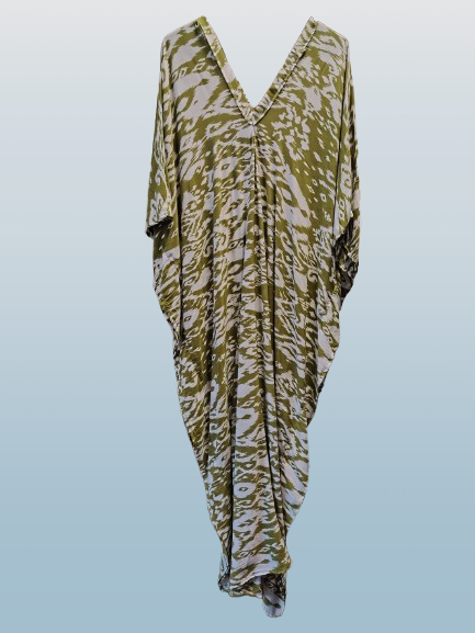 Lime Green Printed Kaftan