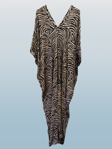 Black and Tan Printed Kaftan