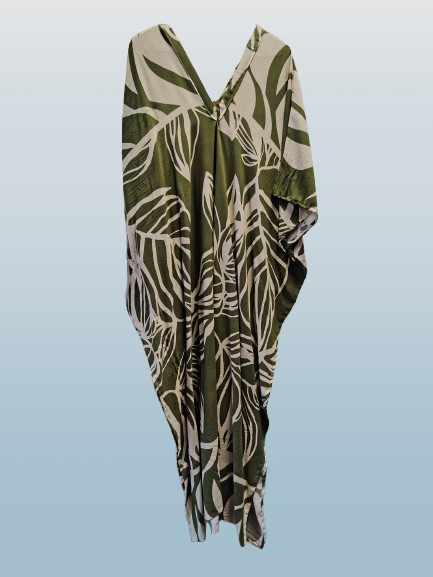 Olive Green Printed Kaftan