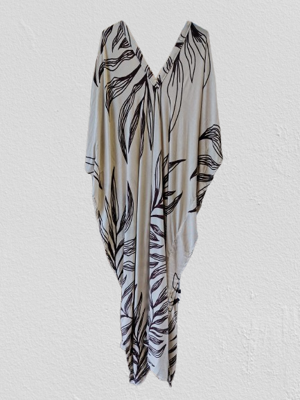 Brown and Beige Printed Kaftan