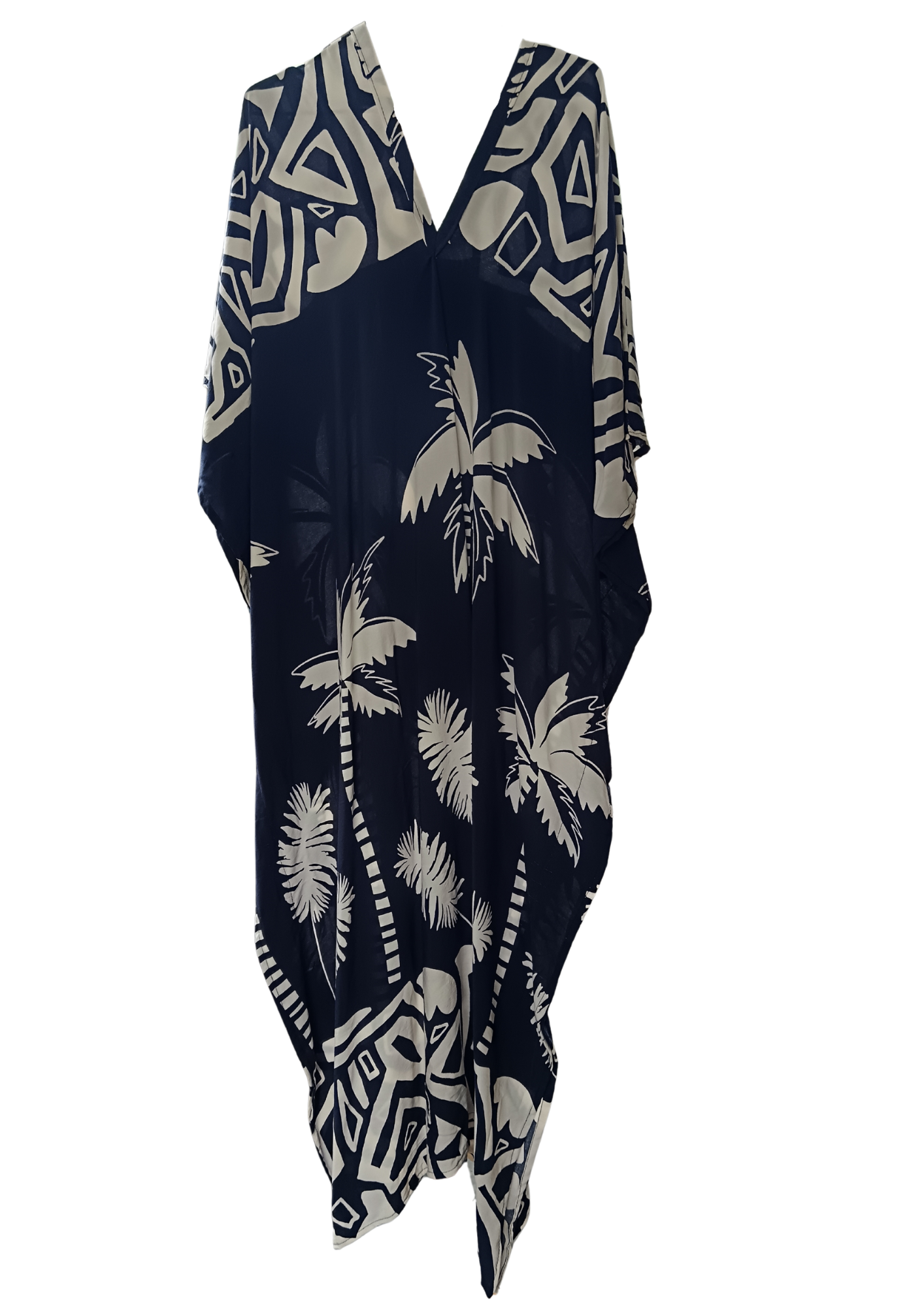 Navy and White Printed Kaftan