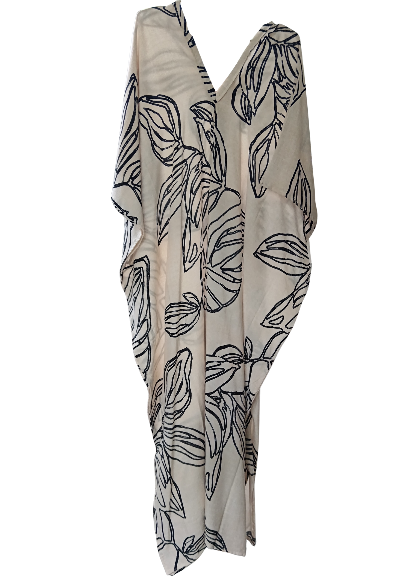 Black and Beige Printed Kaftan