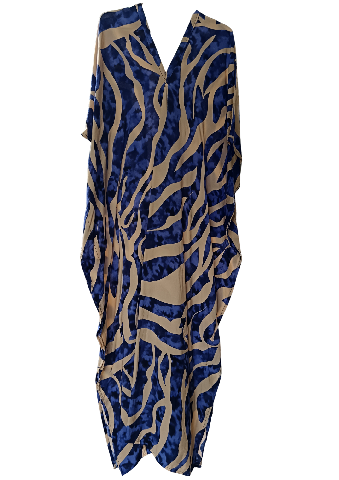 Cobalt Blue and Cream Printed Kaftan