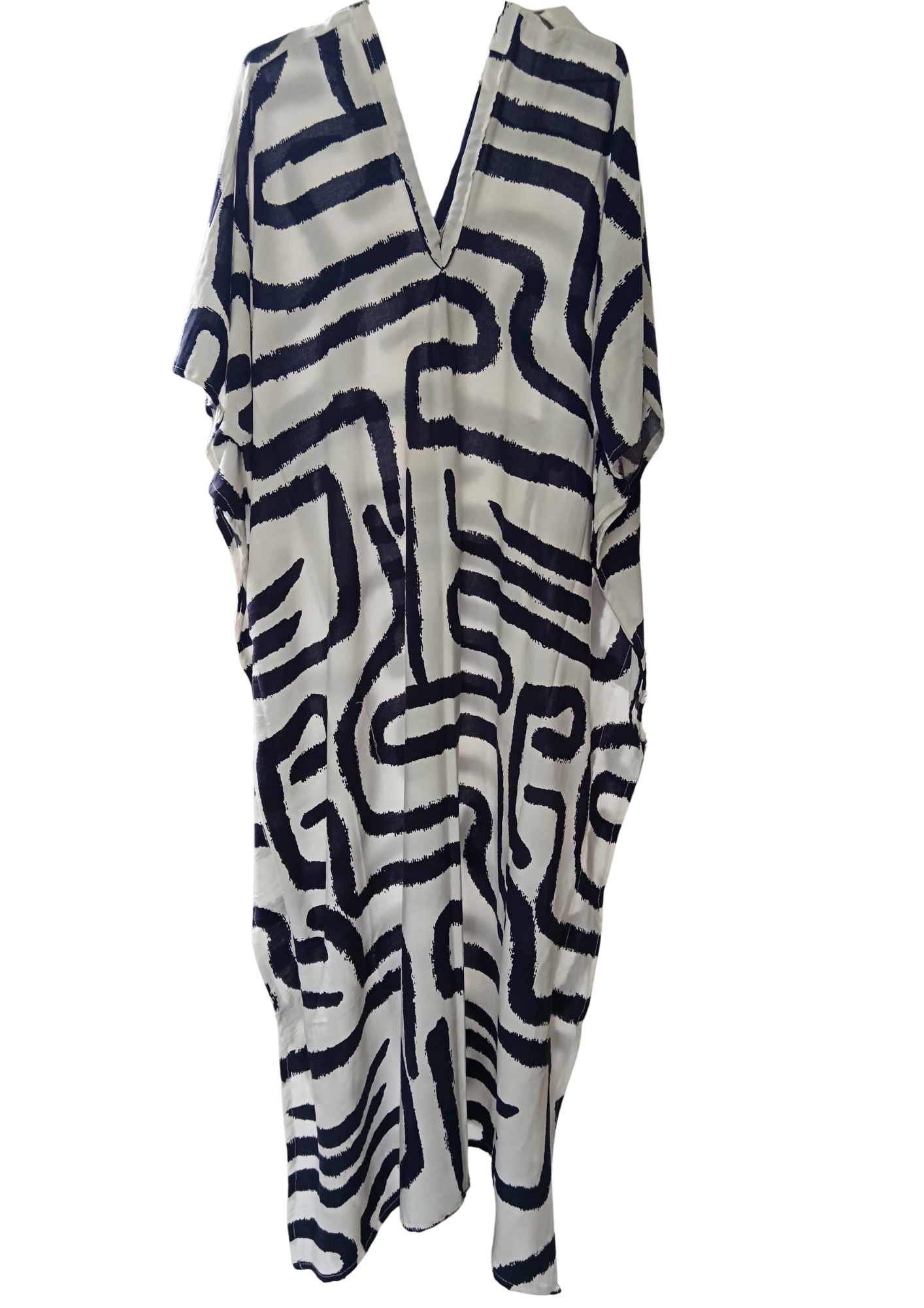 Navy and White Printed Kaftan