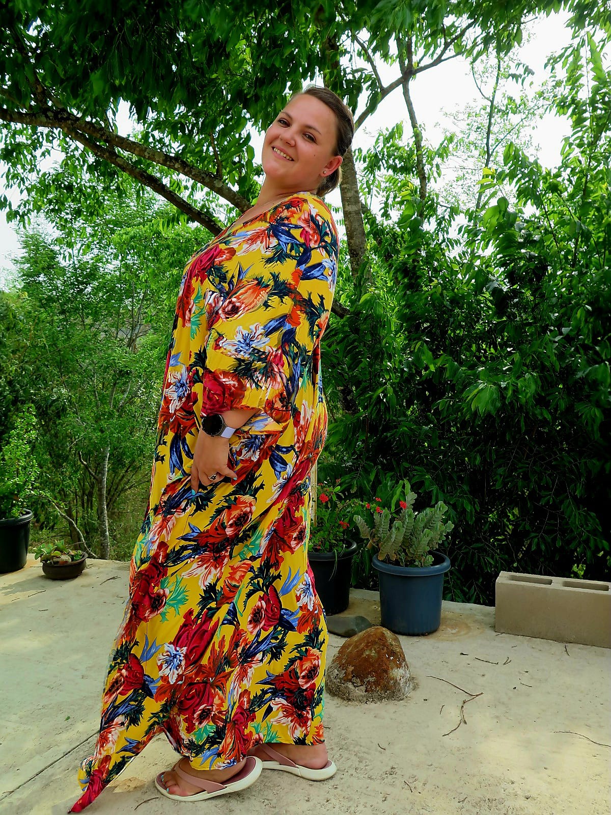 Yellow Printed Kaftan