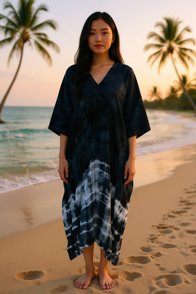 Black Tie Dye Kaftan