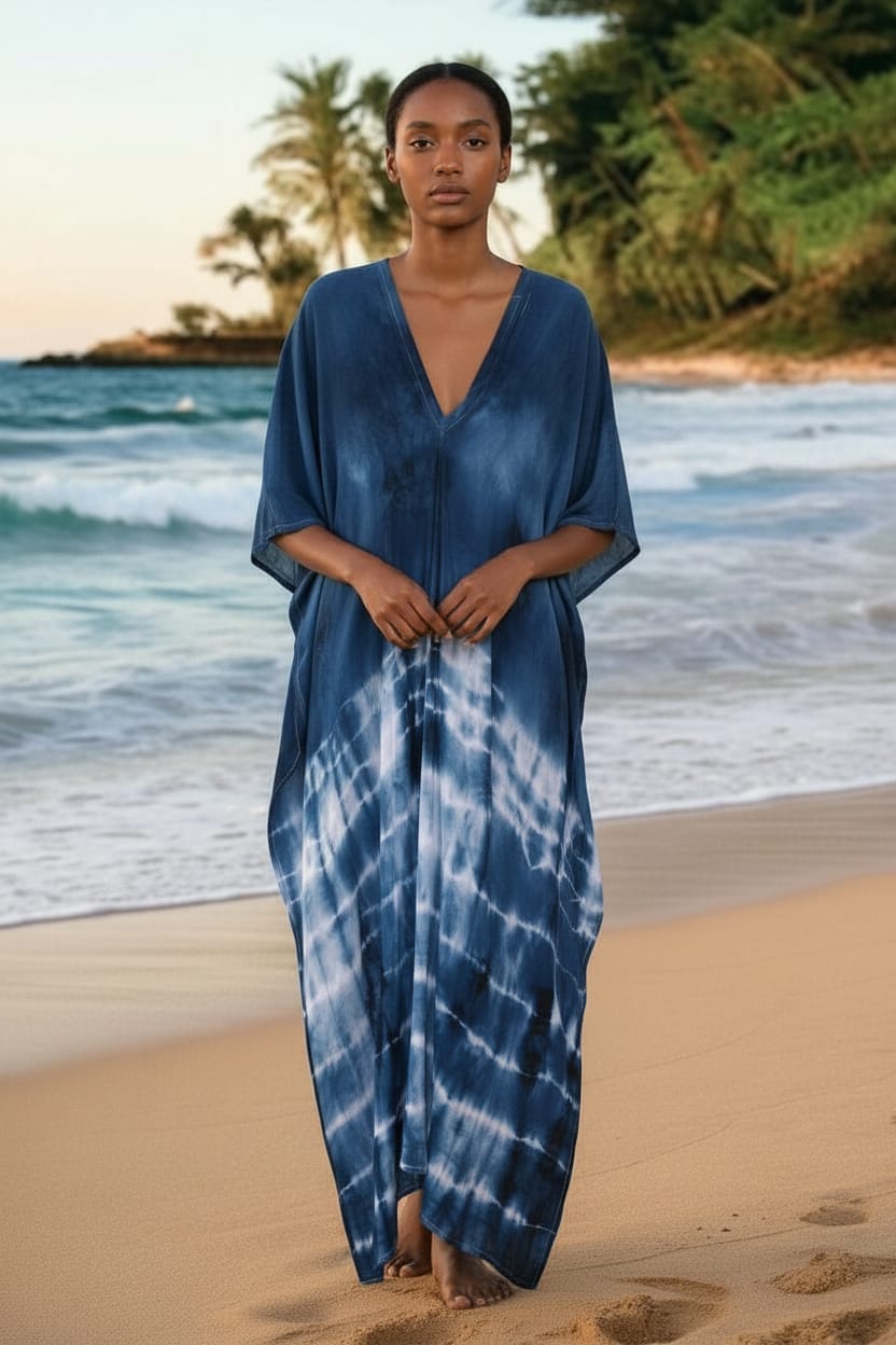 Dark Navy Tie Dye Kaftan