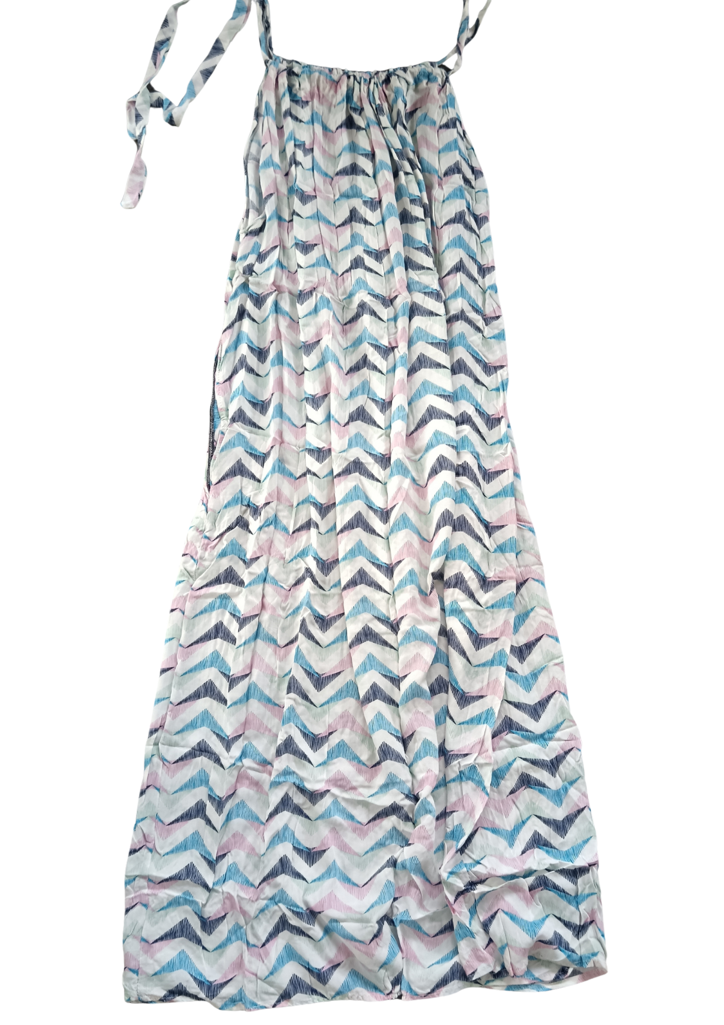 Blue Zig Zag Maxi Summer Dress
