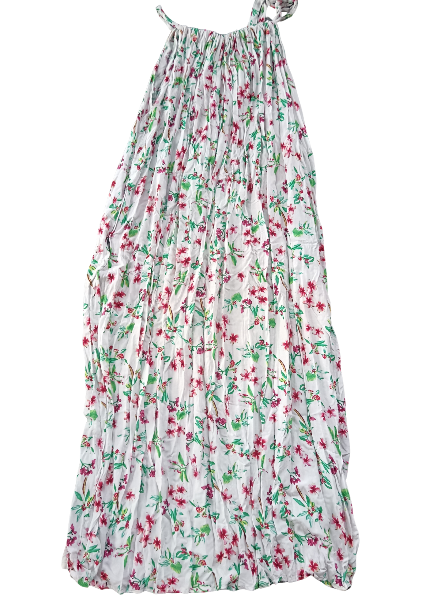 White, Green and Red Maxi Summer Dress
