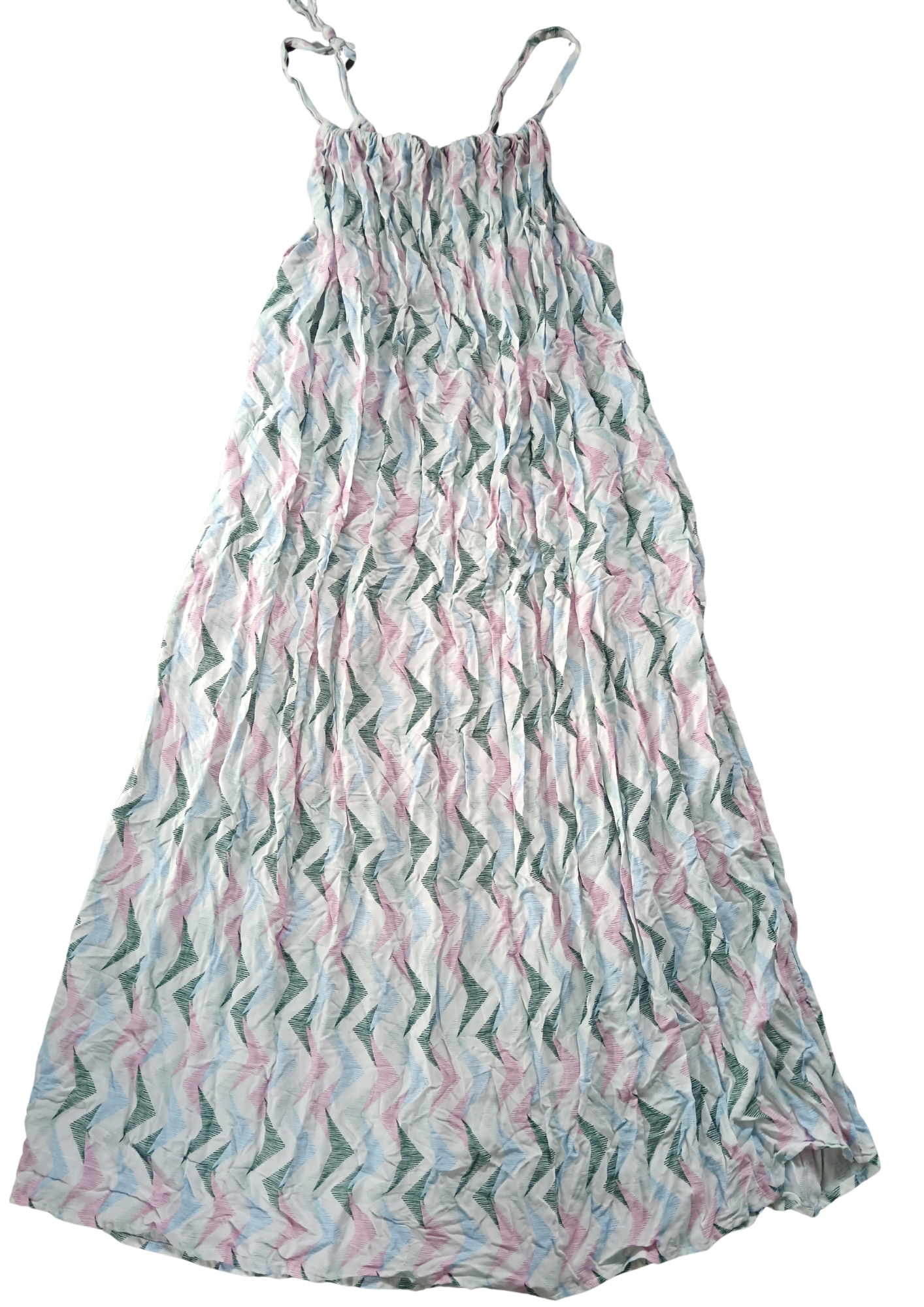Green Zig Zag Maxi Summer Dress