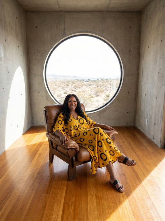 Black & Mustard Printed Kaftan