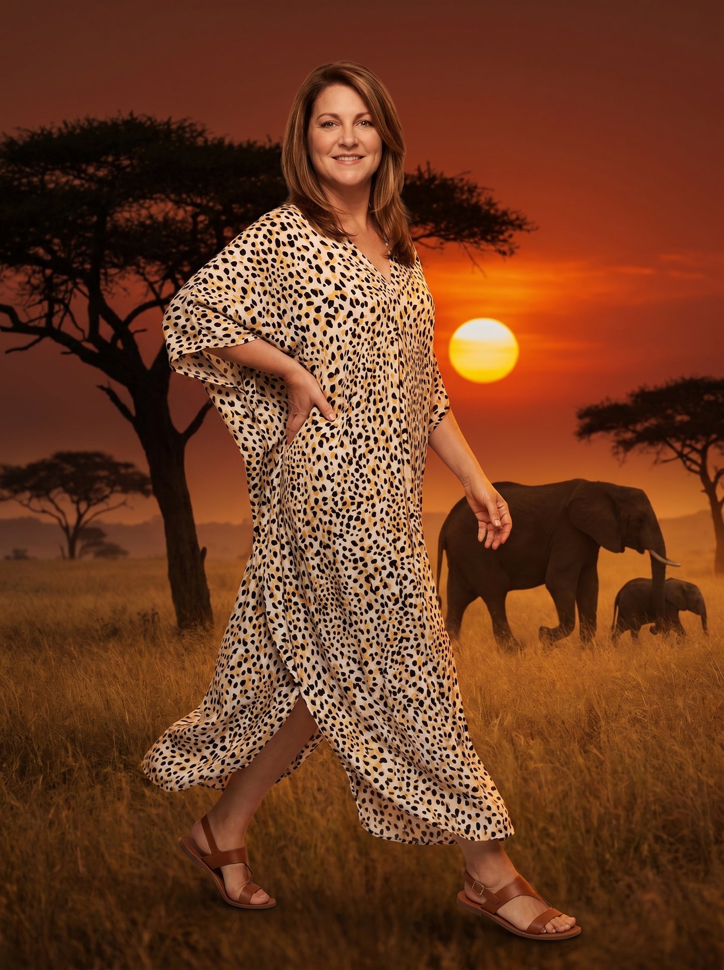 Black and Yellow Printed Kaftan