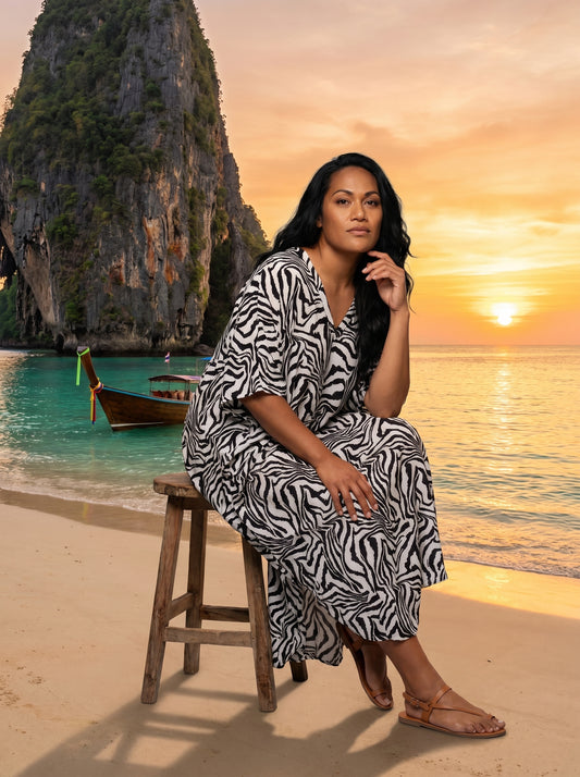 Black and White Printed Kaftan