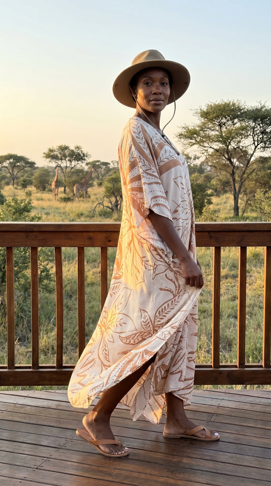 Tan Printed Kaftan