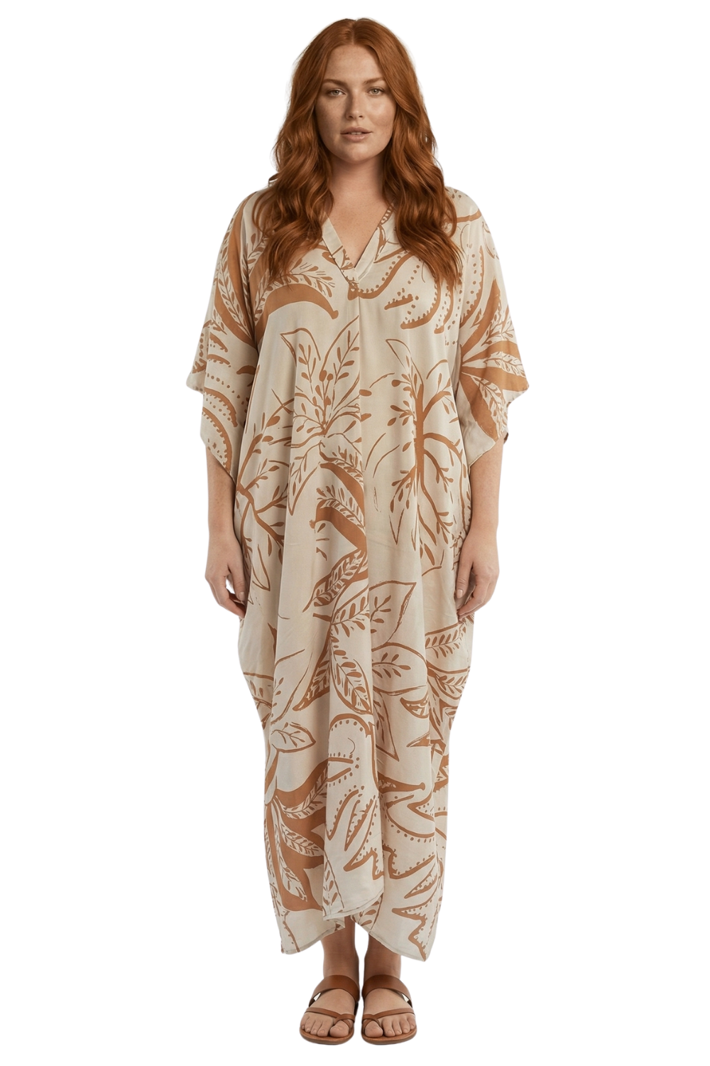 Tan Printed Kaftan