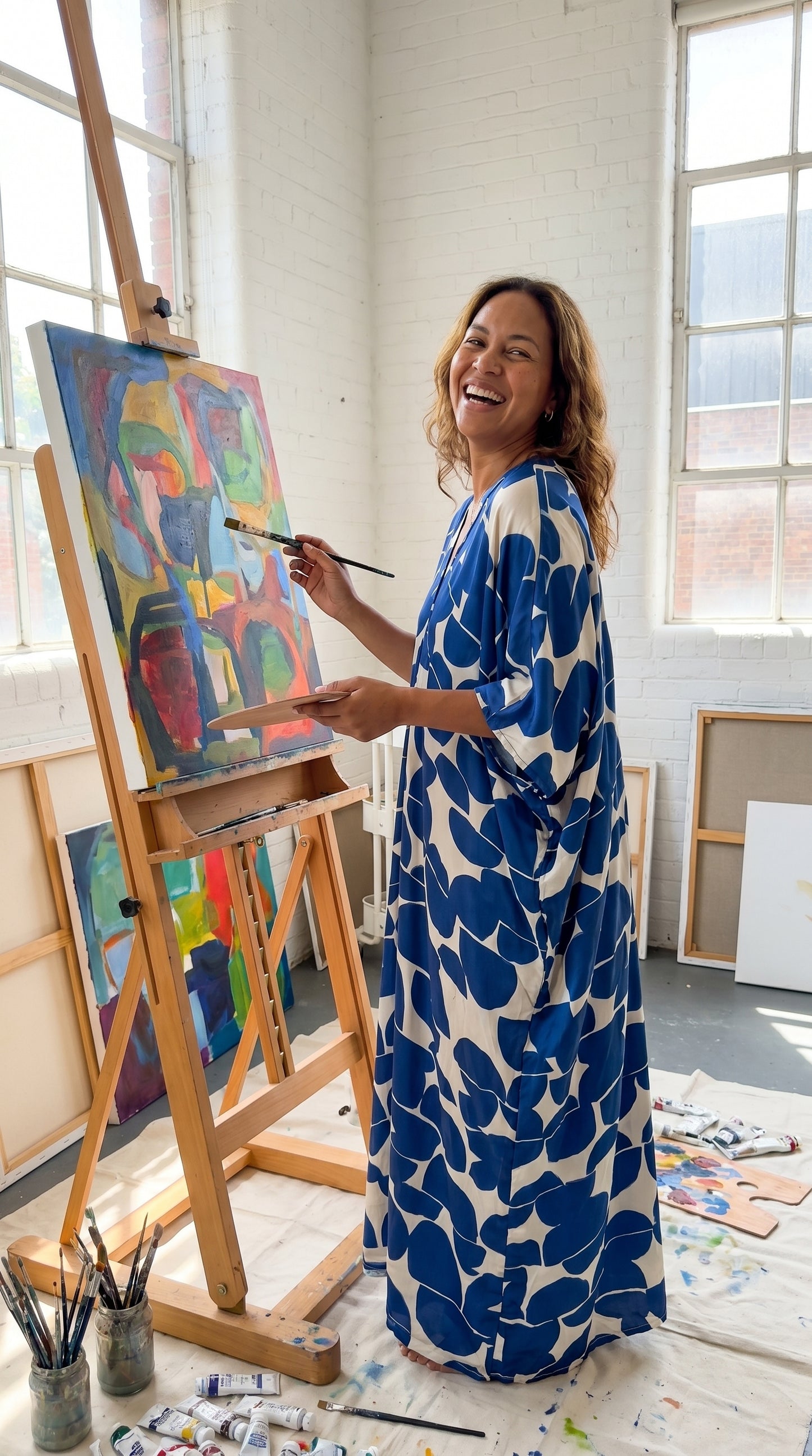 Blue Printed Kaftan