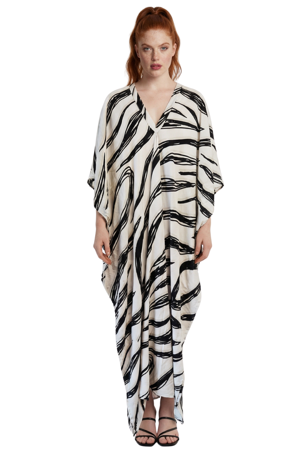 Black and Cream Printed Kaftan