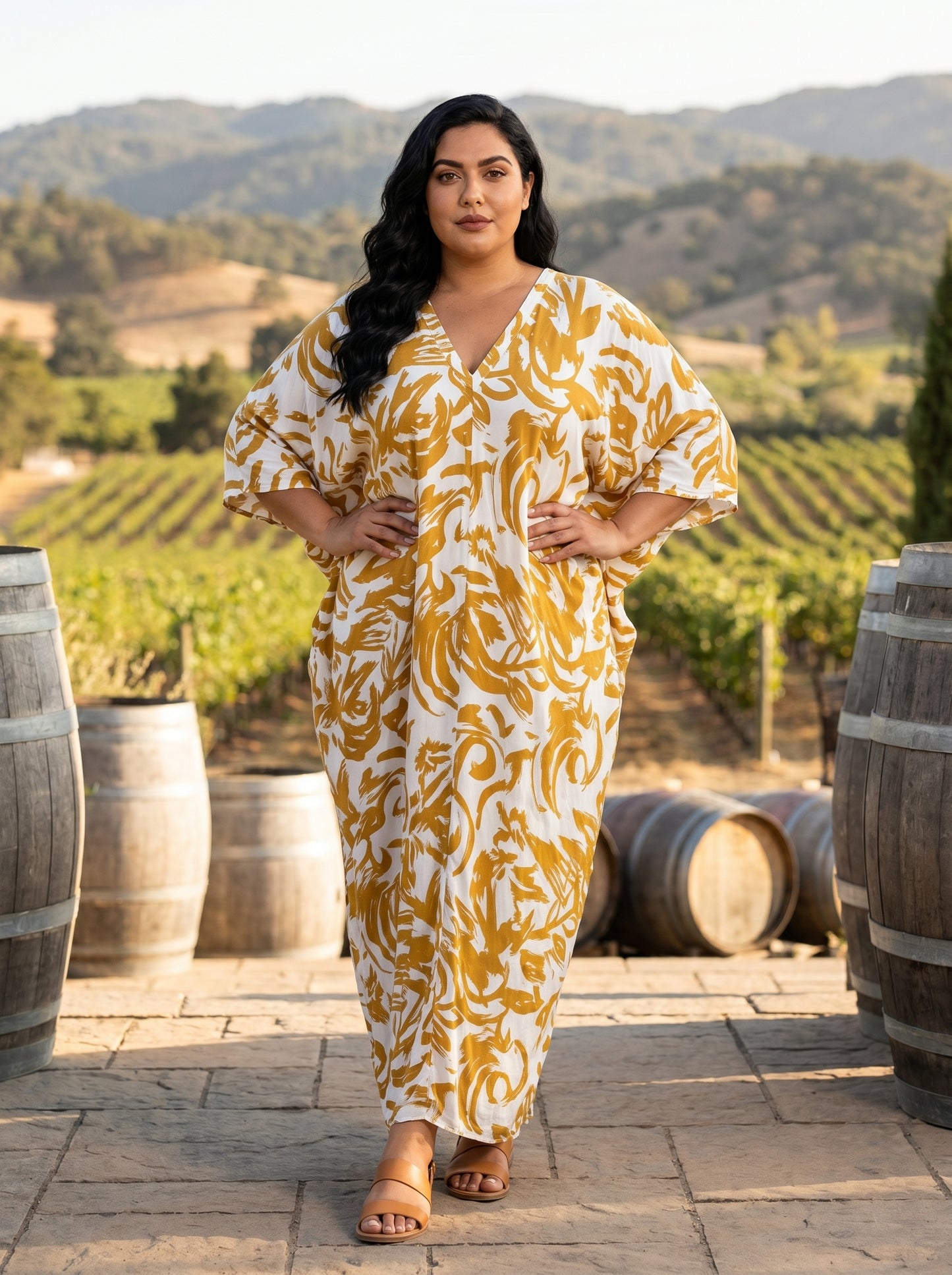 Mustard Printed Kaftan