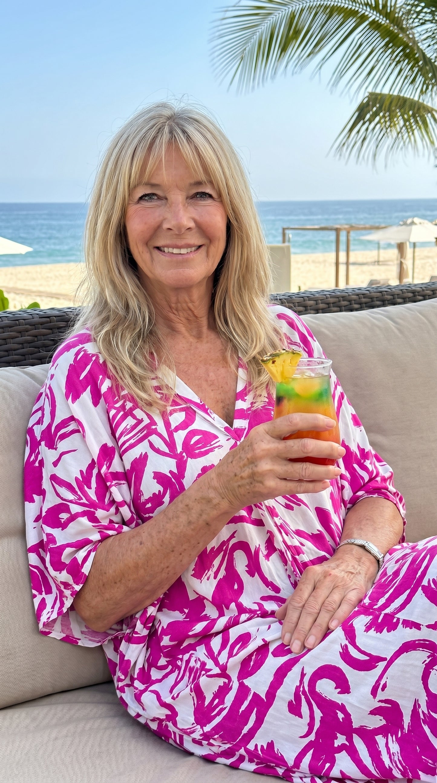 Bright Pink Printed Kaftan