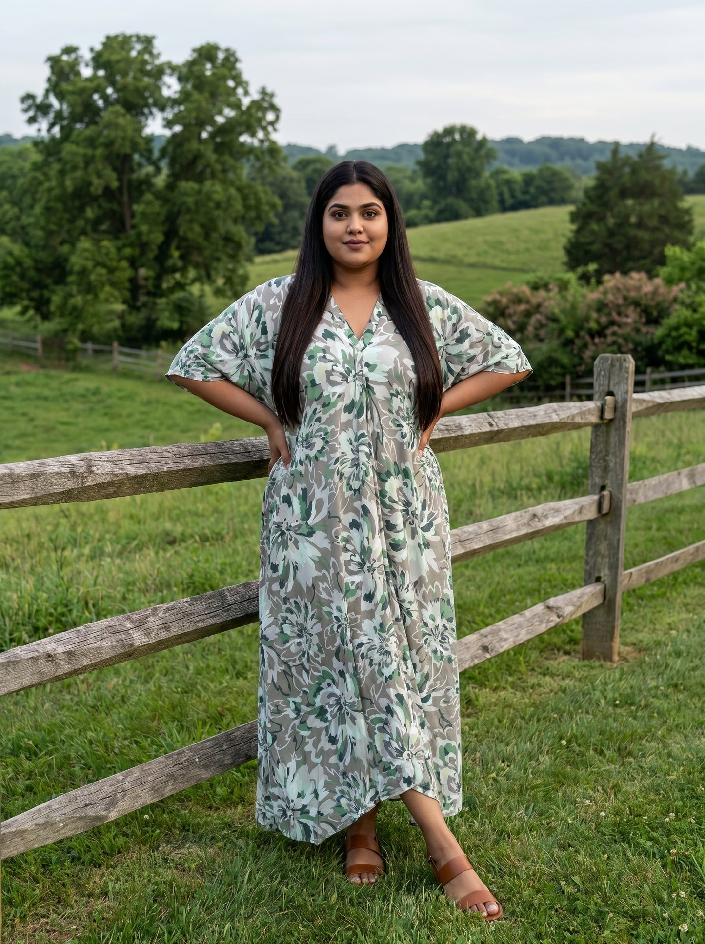 Shades of Green Printed Kaftan