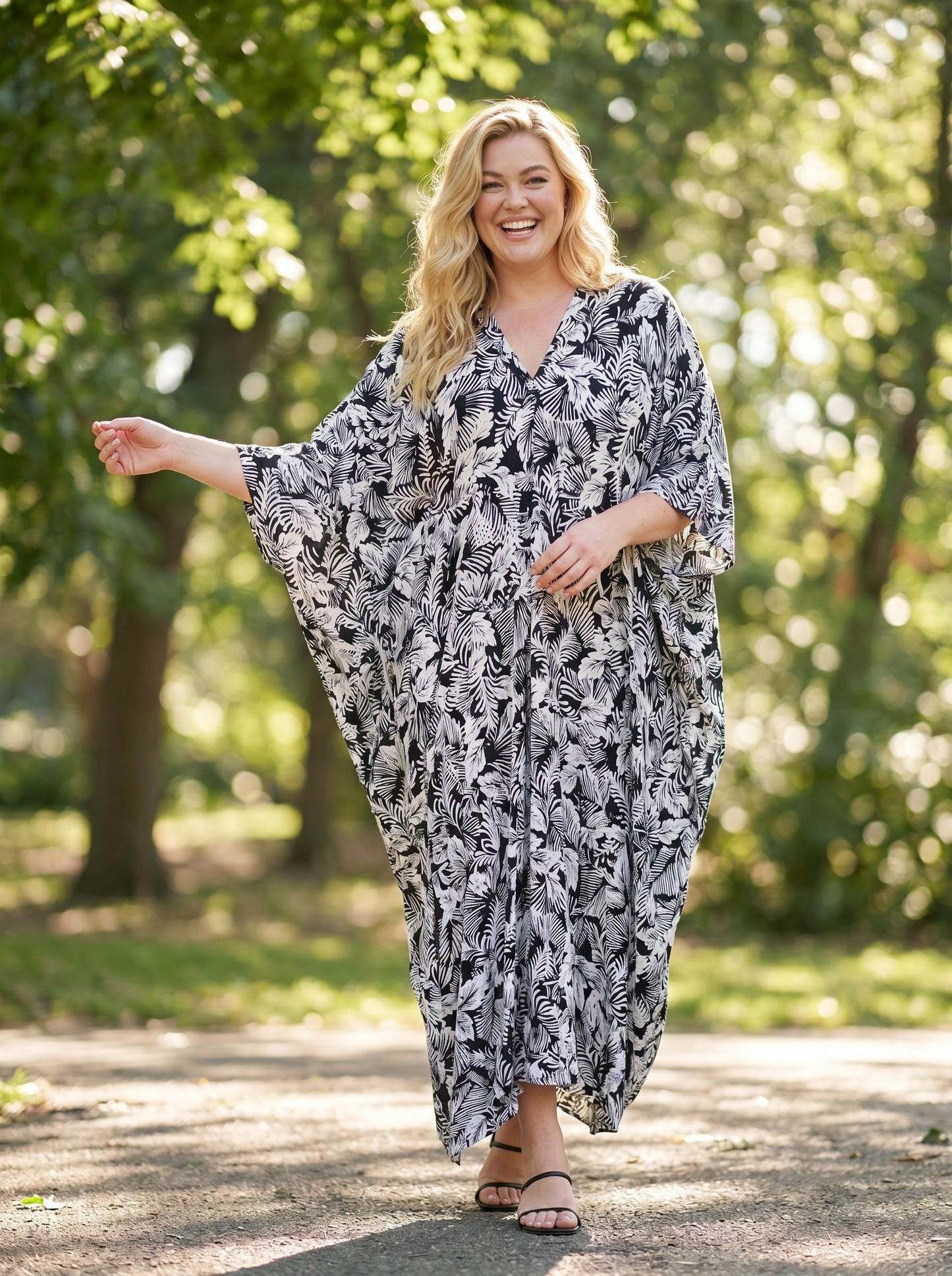 Black and White Printed Kaftan