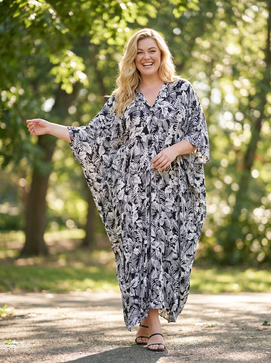 Black and White Printed Kaftan