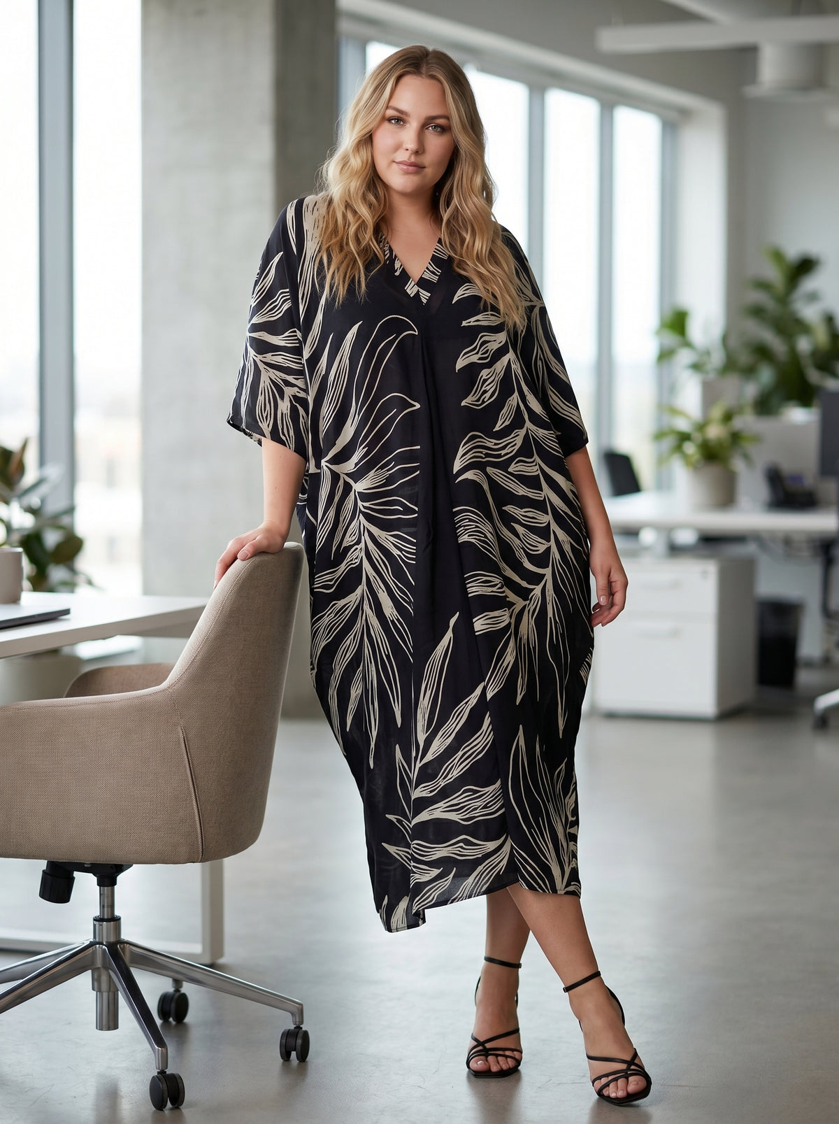 Black Printed Kaftan