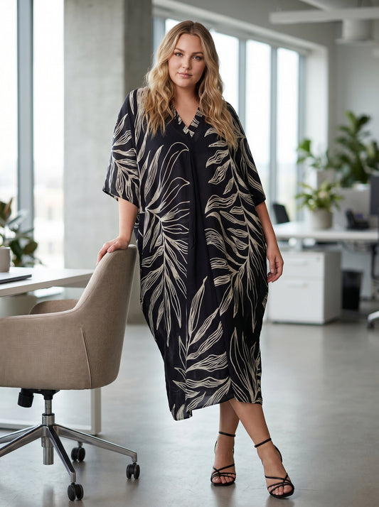 Black Printed Kaftan