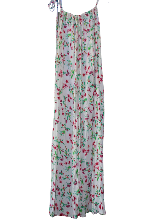 White, Green and Red Maxi Summer Dress