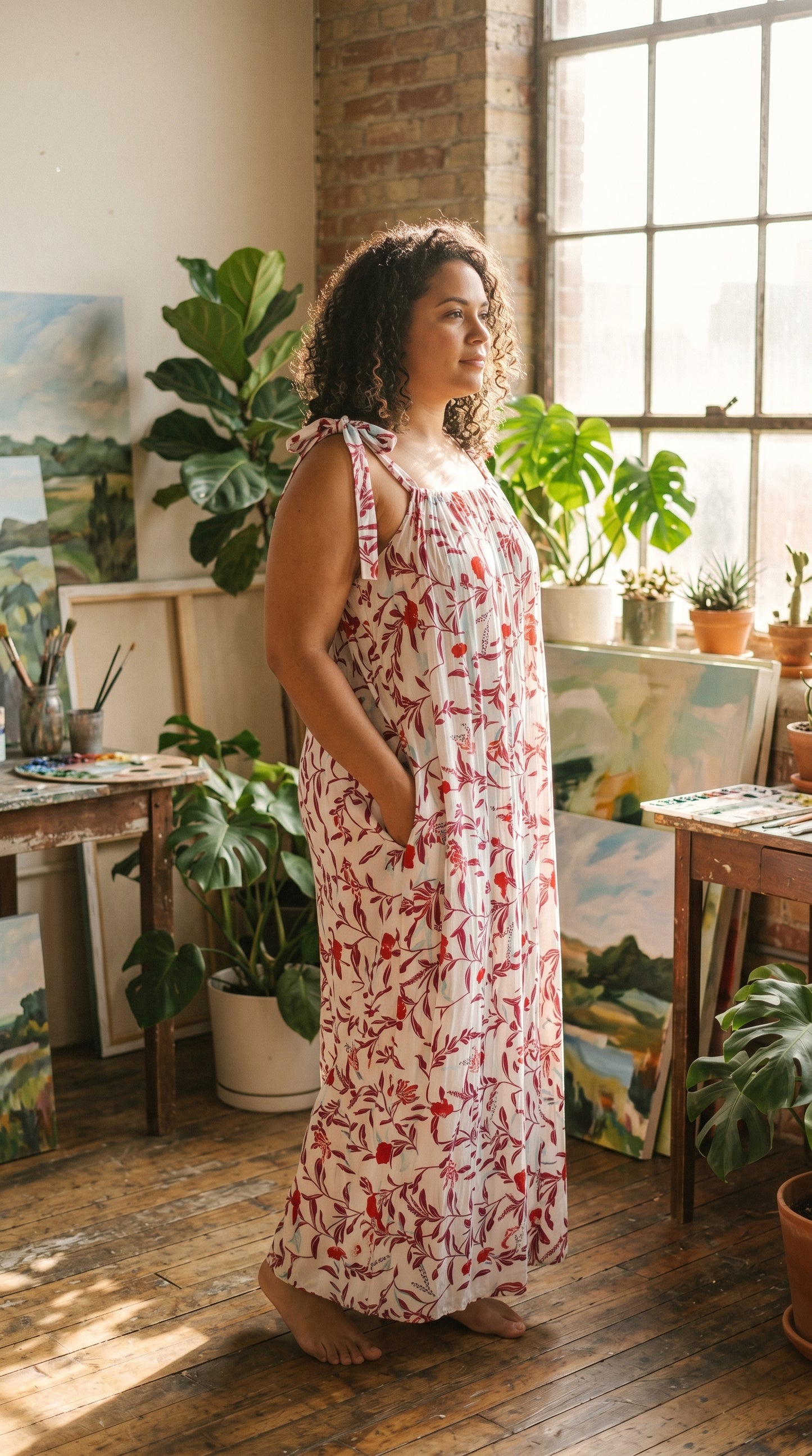 Red and White Maxi Summer Dress