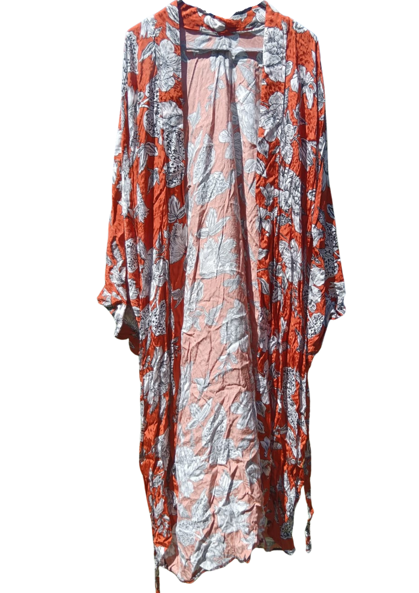 Burnt Orange with a Floral Detail Printed Kimono