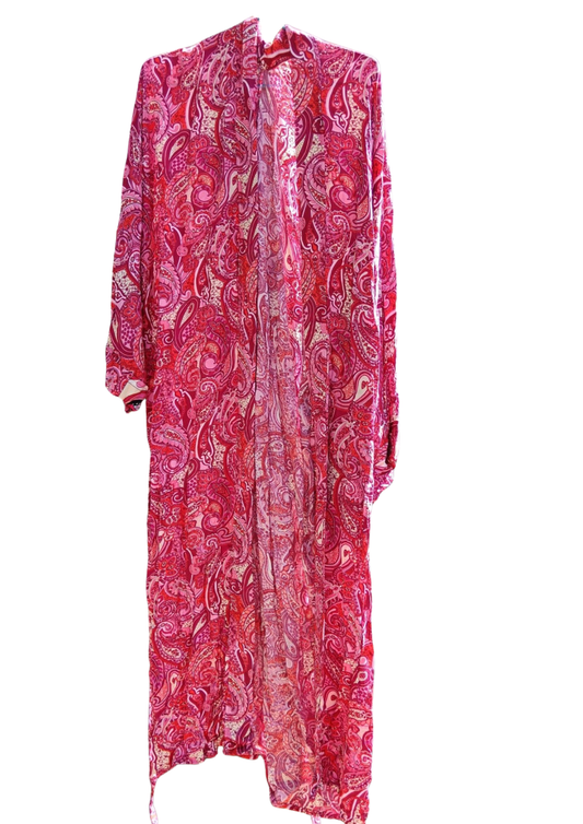 Shades of Pink with a Paisley Detail Printed Kimono