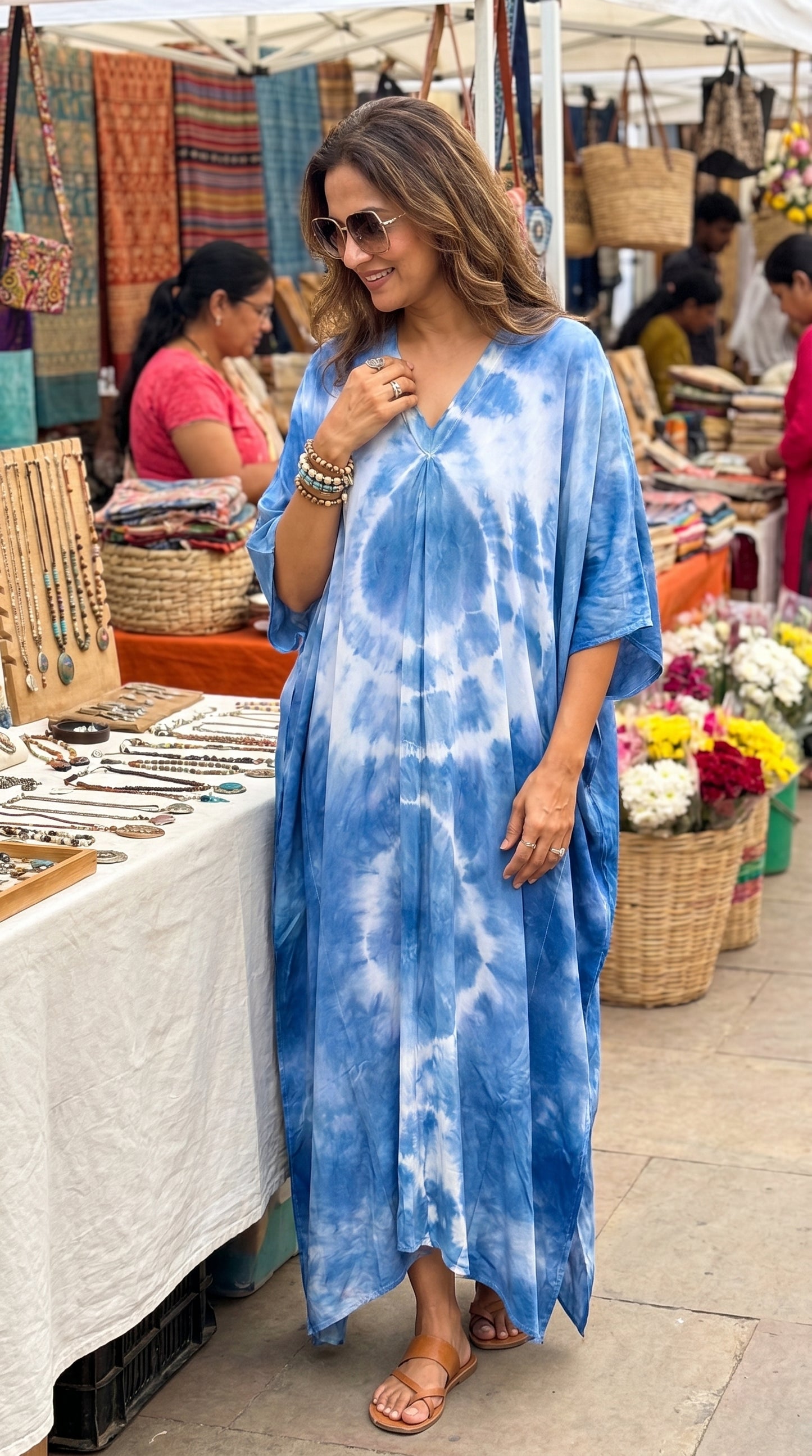 Atlantic Blue Tie Dye Kaftan