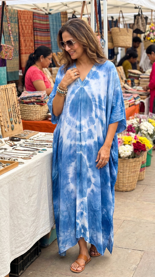 Atlantic Blue Tie Dye Kaftan